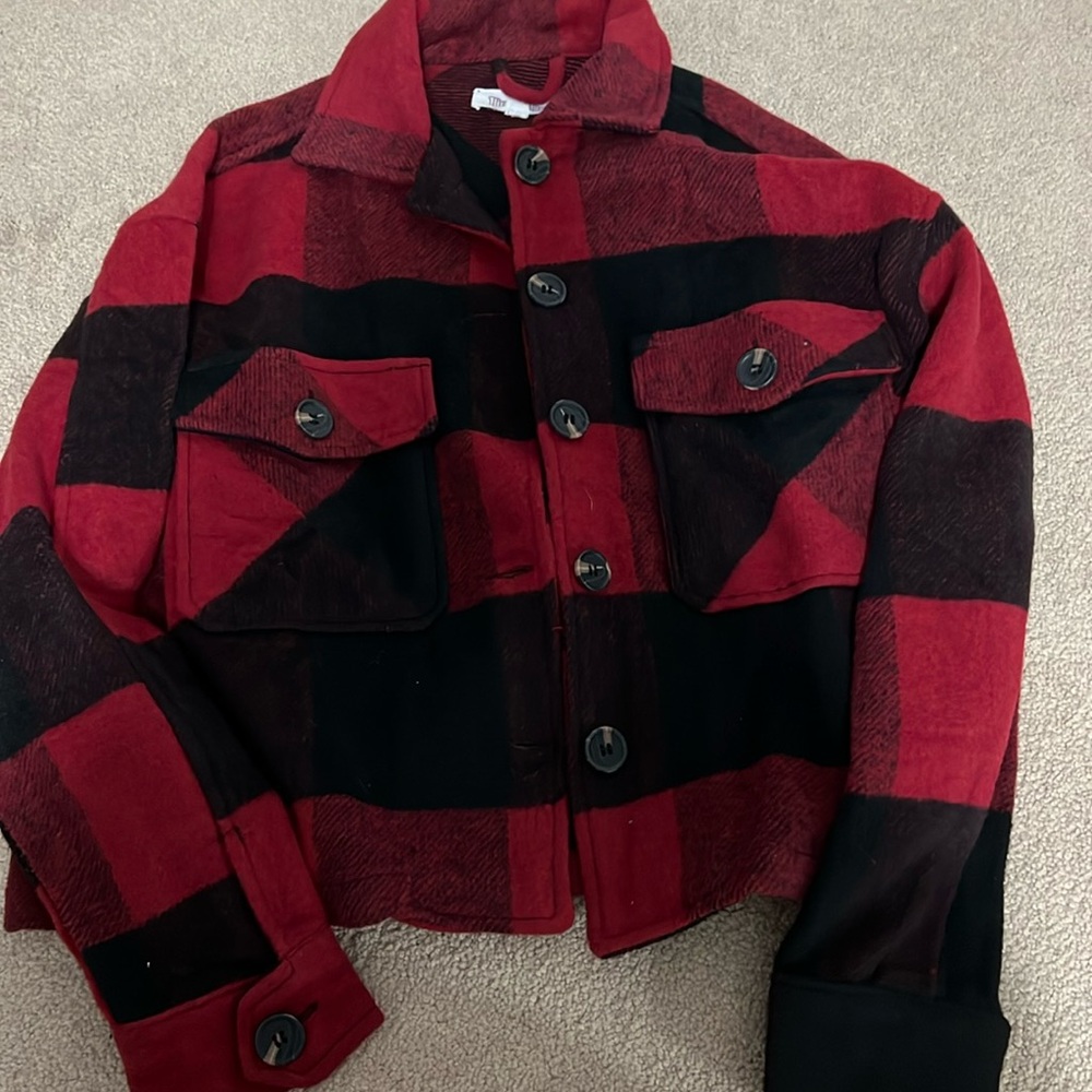 Flannel cropped jacket